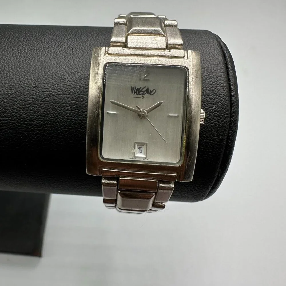 3/$30 Mossimo Watch Women Silver Tone Rectangle Case Date Window 7.5